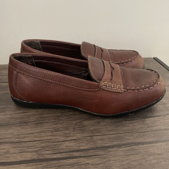 Rockport Works Top Shore Brown Leather Safety Steel Toe Loafer Women's Size 9M - Picture 2 of 8